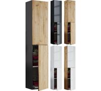 VCM Meuble de salle de bains en bois Étagère de salle de bains Armoire de salle de bains Armoire haute Lendas Brun