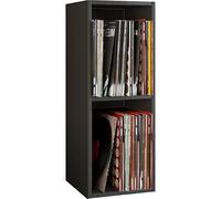 VCM Meuble Tourne Disque Vinyle, riles Vinyle, Meuble Rangement Vinyle Bois Disques vinyles LP Stand Étagère d'archivage Support de Rangement Platto 2 Compartiments Noir
