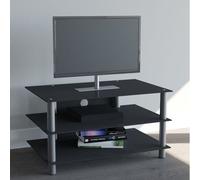 VCM Meuble TV Sideboard Armoire TV Rack TV Board Alu Verre Table Netasa Meuble TV Sideboard Armoire TV Rack TV Board Alu Verre Table Netasa Noir