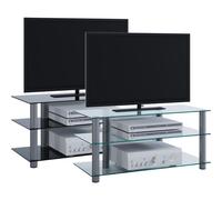 VCM Meuble TV Sideboard Armoire TV Rack TV Board Alu Verre Table Netasa Meuble TV Sideboard Armoire TV Rack TV Board Alu Verre Table Netasa Incolore