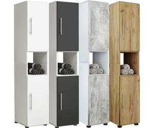 VCM Meubles de salle de bains en bois Étagère de salle de bains Armoire haute Flandu Meubles de salle de bains en bois Étagère de salle de bains Armoire haute Flandu Brun