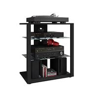 VCM Meubles Hifi Rack Armoire Phono Etagère en verre Phono Mediaregal Folus Meubles Hifi Rack Armoire Phono Etagère en verre Phono Mediaregal Folus Noir