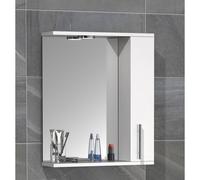 VCM Miroir de salle de bain miroir mural 50 cm miroir suspendu armoire de toilette porte tournante éclairage Lisalo M Blanc