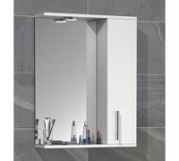 VCM Miroir de salle de bain miroir mural 55 cm miroir suspendu armoire de toilette porte tournante éclairage Lisalo L Blanc