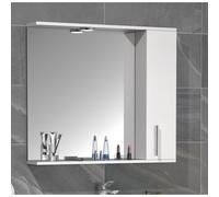 VCM miroir de salle de bain miroir mural 75 cm miroir suspendu armoire de toilette porte tournante éclairage Lisalo XL Blanc