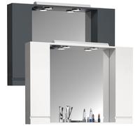 VCM miroir de salle de bain miroir mural largeur 100 cm miroir suspendu armoire de toilette salle de bain porte tournante sans poignée éclairage Silora XL Blanc