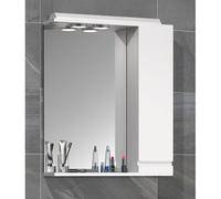 VCM miroir de salle de bain miroir mural largeur 60 cm miroir suspendu armoire de toilette salle de bain porte tournante sans poignée éclairage Silora L Blanc