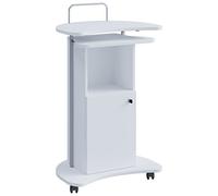 VCM Pupitre en Bois pour Orateur Mobile Table Haute sur roulettes Tiroir Komil Pupitre en Bois pour Orateur Mobile Table Haute sur roulettes Tiroir Komil Blanc