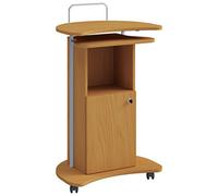 VCM Pupitre en Bois pour Orateur Mobile Table Haute sur roulettes Tiroir Komil Pupitre en Bois pour Orateur Mobile Table Haute sur roulettes Tiroir Komil Hêtre