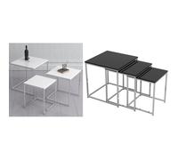 VCM Lot de 3 Tables d'appoint - Table Basse - Table de Salon - Table Basse Glisal Blanc - 40 cm x 40 cm x 42 cm