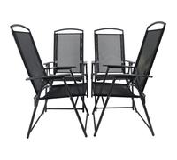 Vcm Set De 4 Chaises De Jardin À Haut Dossier Textilène Chaise De Balcon Camping Chaise Pliante Set De 4 Chaises De Jardin À Haut Dossier Textilène Chaise De Balcon Camping Chaise Pliante Noir