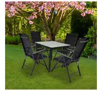 Vcm Set De Meubles De Jardin En Alu Verre Ensemble De Jardin Ensemble De Salle À Manger Table Chaises 80 Ma