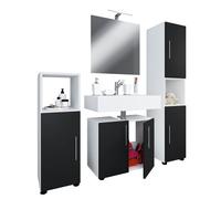 VCM Set de meubles de salle de bains 4 pièces complet Armoire de salle de bains Armoire basse Hochschrank Flandu II Multicolore
