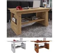 VCM Table basse en bois Table de salon Kobila réglable en hauteur extensible Table basse en bois Table de salon Kobila réglable en hauteur extensible Brun