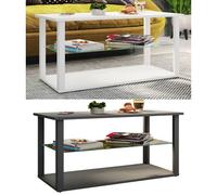 VCM Table basse en bois Table de salon Table d'appoint en verre Wanilo L Table basse en bois Table de salon Table d'appoint en verre Wanilo L Blanc