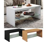 VCM Table basse en bois Table de salon Table d'appoint en verre Wisal Table basse en bois Table de salon Table d'appoint en verre Wisal Noir