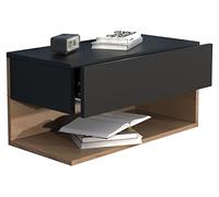 VCM Table de chevet | Tiroir mural | Étagère murale | Table de chevet | Dimensions : env. 30 x 60 x 32 cm - Usal XL 60 cm Noir/chêne miel