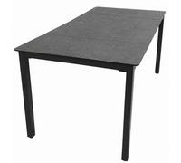 VCM Table de jardin en verre et aluminium | Table de salle à manger | env. H. 73 x L. 140 x P. 80 cm | Anthracite | Table de balcon Meuble de jardin