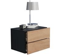 VCM Tiroir Mural en Bois Table de Chevet Murale Console Table de Nuit Usal L 45 cm Noir/Chêne Miel
