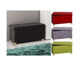 VCM Tissu Coffre de siège Banc Coffre Caisse de rangement Ottomane Sizos L Tissu Coffre de siège Banc Coffre Caisse de rangement Ottomane Sizos L Gris