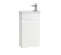 VCM VCM, 2 pcs, meubles de salle de bain, set, invités, WC, salle de bain invités, lavabo, petit, étroit, sans poignée, Silora, M Blanc