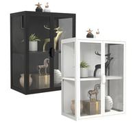 VCM VCM acier vitrine murale vitrine suspendue vitrine en verre vitrine murale vitrine en verre 65x60x35 cm Floka S Noir
