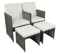 Vcm Vcm Set De 4 Chaises De Jardin Chaise De Salon Fauteuil En Rotin Chaise De Balcon Coussin D'assise Camping Repose-Pieds Tabouret Raloso Gris