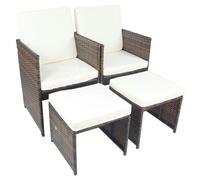 Vcm Vcm Set De 4 Chaises De Jardin Chaise De Salon Fauteuil En Rotin Chaise De Balcon Coussin D'assise Camping Repose-Pieds Tabouret Raloso Marron