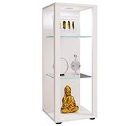 VCM vitrine en Verre Colonne Bois Verre vitrine de Collection vitrine de Verre vitrine de Stand vitrine Glasol M Blanc
