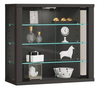 VCM Vitrine Murale Suspendue Vitrosa S Anthracite Verre de Sécurité Trempé Bois 40x43x18 cm