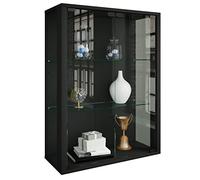 VCM vitrine Salon, Armoire vitrine, Meuble vitrine Salon, vitrine en Verre Colonne Vitrine Murale Suspendue vitrine en Verre vitrine Murale vitrine en Verre Udina Noir