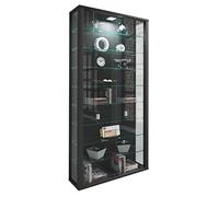 VCM Vitrosa Vitrine Mural Vitrosa Maxi - sans Éclairage LED Vitrine Décoration Rangement Vitre, Bois, Noir, 118 x 59 x 18 cm