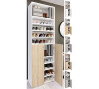 VCM XL bois Grande armoire à chaussures Étagère à chaussures Grande botte Meuble d'entrée Lona 10 compartiments Multicolore