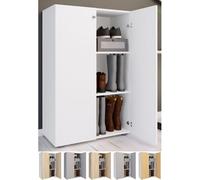 VCM XL bois Grande armoire à chaussures Étagère à chaussures Grande botte Meuble d'entrée Lona 3 compartiments Gris