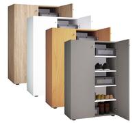 VCM XL bois Grande armoire à chaussures Étagère à chaussures Grande botte Meuble d'entrée Lona 5 compartiments Brun