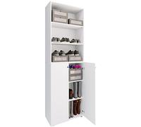 VCM XL bois Grande armoire à chaussures Étagère à chaussures Grande botte Meuble d'entrée Lona 6 compartiments Blanc