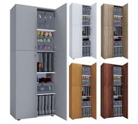 VCM XXL bois Grande armoire à chaussures Commode à chaussures Étagère à chaussures Bottes Grande Lona 5 compartiments Gris