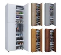 VCM XXL bois Grande armoire à chaussures Commode à chaussures Étagère à chaussures Bottes Grande Lona 9 compartiments Gris