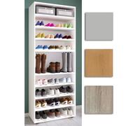 VCM XXL bois Grande armoire à chaussures Étagère à chaussures Grande botte Meuble d'entrée Lona 9 compartiments Brun