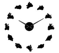 VCS Motocross Sport vélo Art Mural décor à la Maison Bricolage Horloge Murale géante Montre Sports extrêmes Moto Super vélo Vitesse Racer Motards Cadeau(Noir、90CM)