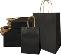 VD WEIDE ENTERPRISE - Sacs en papier kraft noir avec poignée - 50 pièces - grand format - anniversaire mariage - 21 x 8 x - sacs cadeaux - Noël - emballage - sacs de transport.