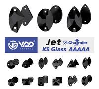 VDD S102 Jet chanfrein AAAAA verre K9 de qualité supérieure coudre sur strass cristal couture pierres à dos plat pour vêtements robe de mariée Trilliant22x22-15Pcs
