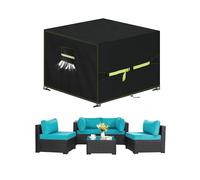VDISRR Housse Table De Jardin avec évent, 420D Oxford Tissu Housse Salon de Jardin 200x200x90cm, Housses pour Mobilier Bâche de Protection pour Meubles Imperméable, Coupe-Vent, Anti-UV, Indéchirable