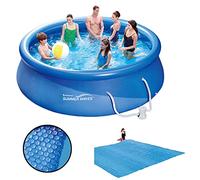 VDP Summer Waves Fast Set Quick Up Piscine familiale 457 x 84 cm avec pompe filtrante + tapis de sol + film solaire