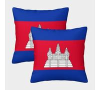 VDYNDYIW Drapeau du Cambodge Housse De Coussin Ensemble De 2 Housse De Coussin Décorative Confort Et Douceur Garantis Housses De Coussin avec Fermeture À Glissière 40x40cm