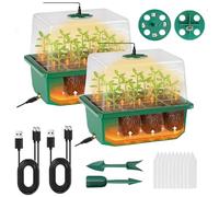 VDYXEW Lot de 2 plateaux de semences, propagateur avec lumière de croissance et chaleur - Propagateurs réutilisables pour plantes avec couvercles surélevés, plateau de germination pour semis (lot de 2