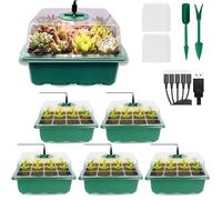 VDYXEW Mini Serre pour Semis, Kit de Culture avec Lumière - Lot de 5 Plateaux de démarrage pour semences avec lumière de Croissance, Semis et Boutures - Idéal pour Potager Maison