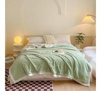 VEAI Couverture Polaire Sherpa Plaid 150 x 200 cm, Couverture Double Face Super Douce en Peluche, Vert, 100x150cm