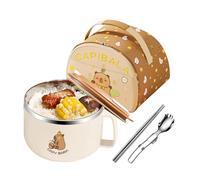 Veasbuu Capybara Bol à soupe en forme de cartoon pour école, grande capacité avec kit de cutter, table de cuisine pour bureaux, étudiants, voyage, vacances et appartements