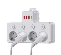 Veasbuu Multiprise avec ports USB - Chargeur USB - Protection contre les surtensions et station de charge portable - Pour chambre universitaire, bureau, table, maison